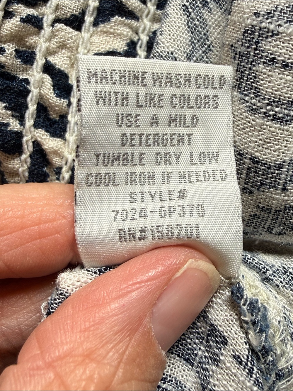 1850 Navy Blue Cream Linen Blend Boho Print Wide Leg Drawstring Pants Medium - Picture 13 of 13